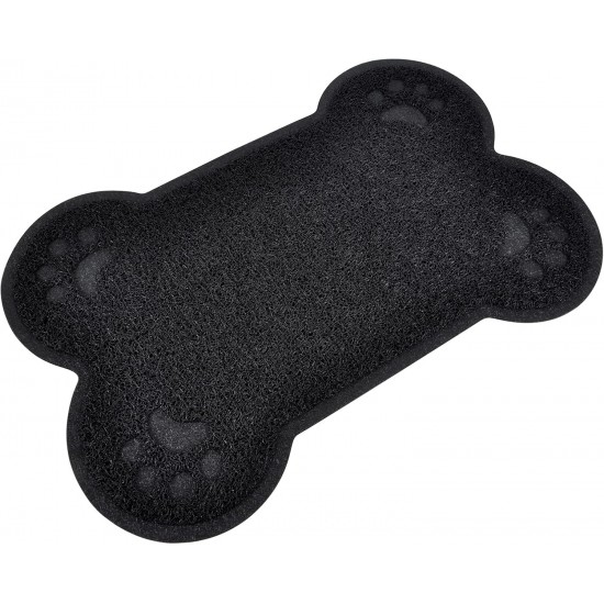 Cat Litter Tray Mat Black Bone Shaped Dining Room Mat 60x40cm Cat Litter Tray Mat Black Bone Shaped Dining Room Mat 60x40cm