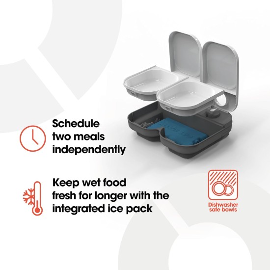 Cat Mate C200 2 Meal Automatic Feeder with Timer and Ice Pack for Cats and Small Dogs for Wet and Dry Food, White Cat Mate C200 2 Meal Automatic Feeder with Timer and Ice Pack for Cats and Small Dogs for Wet and Dry Food, White