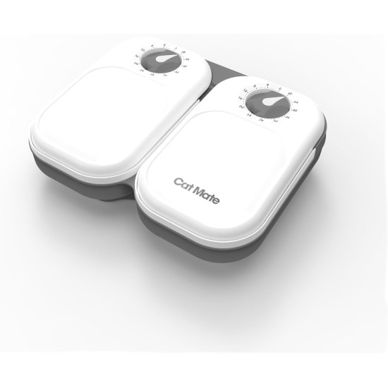 Cat Mate C200 Automatic 2 Meal Automatic Feeder with Timer Control (401) - For Cats and Small Dogs, Includes Ice Pack for Wet and Dry Food, Meals up to 400g each, White Cat Mate C200 Automatic 2 Meal Automatic Feeder with Timer Control (401) - For Cats and Small Dogs, Includes Ice Pack for Wet and Dry Food, Meals up to 400g each, White
