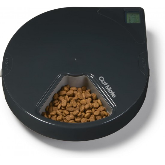 Cat Mate C500 Automatic Feeder with 5 Bowls - Digital Timer for Cats and Small Dogs, Wet or Dry Food, Includes 2 Ice Packs, 5 Meals up to 330 g each, Grey Cat Mate C500 Automatic Feeder with 5 Bowls - Digital Timer for Cats and Small Dogs, Wet or Dry Food, Includes 2 Ice Packs, 5 Meals up to 330 g each, Grey