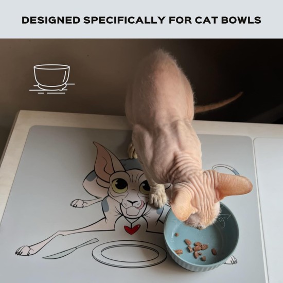 Cat Serving Mat Silicone Waterproof and Non-Slip Ideal for Cat Bowls 18" x 13" Grey Cat Serving Mat Silicone Waterproof and Non-Slip Ideal for Cat Bowls 18" x 13" Grey