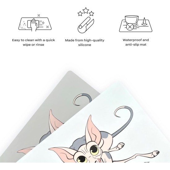 Cat Serving Mat Silicone Waterproof and Non-Slip Ideal for Cat Bowls 18" x 13" Grey Cat Serving Mat Silicone Waterproof and Non-Slip Ideal for Cat Bowls 18" x 13" Grey