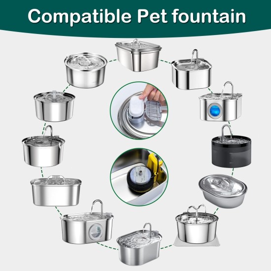 Cat Water Fountain Filter, 16 Pack Cat Fountain Replacement Filter for Stainless Steel 2L Adjustable Water Flow Pet Water Fountain Dog Water Fountain (8+8 Pack) Cat Water Fountain Filter, 16 Pack Cat Fountain Replacement Filter for Stainless Steel 2L Adjustable Water Flow Pet Water Fountain Dog Water Fountain (8+8 Pack)