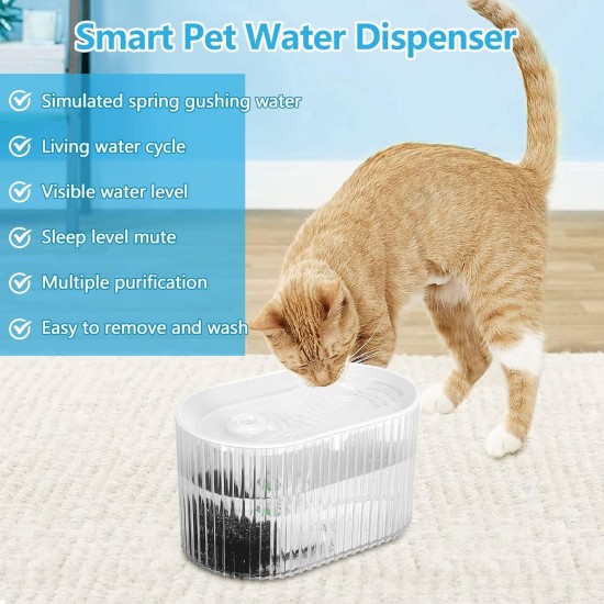 Cat Water Fountain, Pet Electric Automatic, Ultra Quiet Cat Fountain for Indoor Use, Cat Healthy Drinking Fountain for Small to Medium Dogs, Cats (Transparent, 1.5 L) Cat Water Fountain, Pet Electric Automatic, Ultra Quiet Cat Fountain for Indoor Use, Cat Healthy Drinking Fountain for Small to Medium Dogs, Cats (Transparent, 1.5 L)