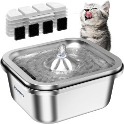 Cat Water Fountain Stainless Steel: 4 L/3.968.9 g Pet Fountain Water Bowl Indoor, Automatic Dog Drinking Dispenser, Cat Feeding Watering Supplies, Metal Kitty Waterer Fountain, 6 Replacement Filters Cat Water Fountain Stainless Steel: 4 L/3.968.9 g Pet Fountain Water Bowl Indoor, Automatic Dog Drinking Dispenser, Cat Feeding Watering Supplies, Metal Kitty Waterer Fountain, 6 Replacement Filters