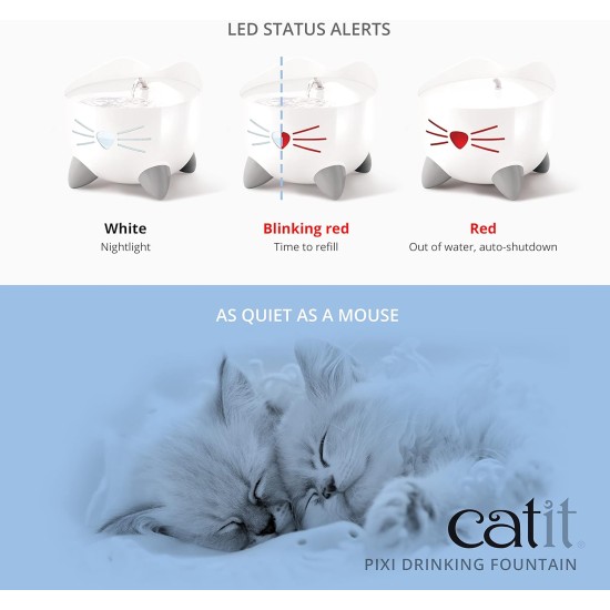 Catit Pixi Drinking Fountain for Cats, 2.5 L, White, Pack of 1 Catit Pixi Drinking Fountain for Cats, 2.5 L, White, Pack of 1