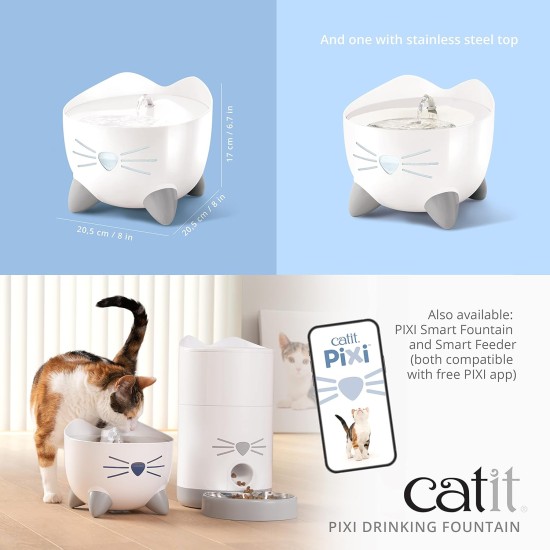Catit Pixi Drinking Fountain for Cats, 2.5 L, White, Pack of 1 Catit Pixi Drinking Fountain for Cats, 2.5 L, White, Pack of 1