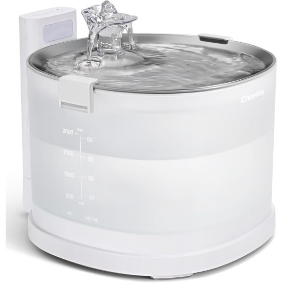 Cheerble Cat Fountain Wireless 2L with MagDrive™ Tech - Pumpless Ultralight Drinking Fountain for Cats with 5000 mAh Battery, Motion Sensor, BPA-Free, Easy to Clean Cat Water Fountain, Elfin E1+ Cheerble Cat Fountain Wireless 2L with MagDrive™ Tech - Pumpless Ultralight Drinking Fountain for Cats with 5000 mAh Battery, Motion Sensor, BPA-Free, Easy to Clean Cat Water Fountain, Elfin E1+