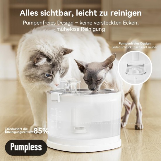 Cheerble Cat Fountain Wireless 2L with MagDrive™ Tech - Pumpless Ultralight Drinking Fountain for Cats with 5000 mAh Battery, Motion Sensor, BPA-Free, Easy to Clean Cat Water Fountain, Elfin E1+ Cheerble Cat Fountain Wireless 2L with MagDrive™ Tech - Pumpless Ultralight Drinking Fountain for Cats with 5000 mAh Battery, Motion Sensor, BPA-Free, Easy to Clean Cat Water Fountain, Elfin E1+
