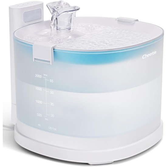 Cheerble Cat Fountain Wireless 2L with MagDrive™ Tech - Pumpless Ultralight Drinking Fountain for Cats with 5000 mAh Battery, Motion Sensor, BPA-Free, Easy to Clean Cat Water Fountain, Elfin E1+ Cheerble Cat Fountain Wireless 2L with MagDrive™ Tech - Pumpless Ultralight Drinking Fountain for Cats with 5000 mAh Battery, Motion Sensor, BPA-Free, Easy to Clean Cat Water Fountain, Elfin E1+