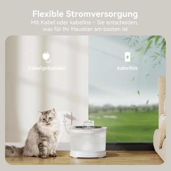 Cheerble Cat Fountain Wireless 2L with MagDrive™ Tech - Pumpless Ultralight Drinking Fountain for Cats with 5000 mAh Battery, Motion Sensor, BPA-Free, Easy to Clean Cat Water Fountain, Elfin E1+ Cheerble Cat Fountain Wireless 2L with MagDrive™ Tech - Pumpless Ultralight Drinking Fountain for Cats with 5000 mAh Battery, Motion Sensor, BPA-Free, Easy to Clean Cat Water Fountain, Elfin E1+