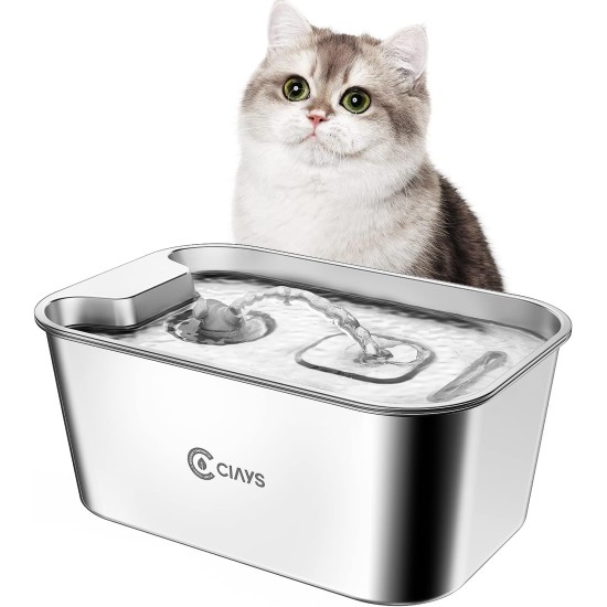 Ciays Cat Fountain Silver Ciays Cat Fountain Silver