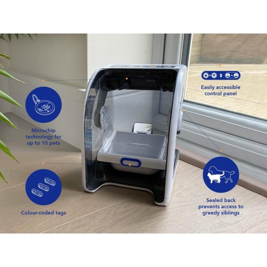 Closer Pets MiBowl Automatic Selective Microchip Pet Feeder (CP500) - BPA and BHT Free Closed Back Bowl for Small to Medium Cats and Small Dogs, White Closer Pets MiBowl Automatic Selective Microchip Pet Feeder (CP500) - BPA and BHT Free Closed Back Bowl for Small to Medium Cats and Small Dogs, White