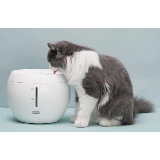 Croci Aqua Fountain for Cats and Dogs, TDS Water Quality Display, Double Filter System, Water Level Sensor, Filter Change Sensor, Noiseless Capacity 2L Croci Aqua Fountain for Cats and Dogs, TDS Water Quality Display, Double Filter System, Water Level Sensor, Filter Change Sensor, Noiseless Capacity 2L