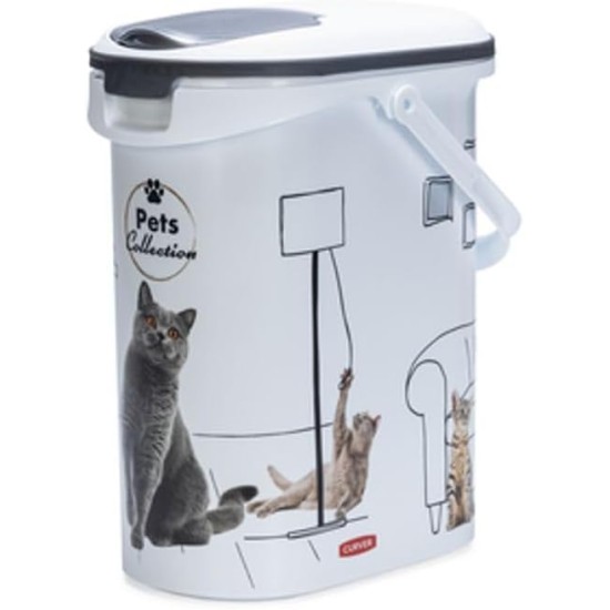 Curver Cat Food Container - 10L/4kg - Pets Collection - Airtight Storage Odour Resistant for Cat Food - 19 x 30 x 35 cm, White Curver Cat Food Container - 10L/4kg - Pets Collection - Airtight Storage Odour Resistant for Cat Food - 19 x 30 x 35 cm, White