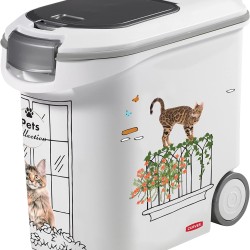 Curver Cat Food Container - 35L/12kg - Pets Collection - Airtight Cat Food Storage - Cat Food Container - Wheeled Container - 28 x 49 x 43 cm Curver Cat Food Container - 35L/12kg - Pets Collection - Airtight Cat Food Storage - Cat Food Container - Wheeled Container - 28 x 49 x 43 cm