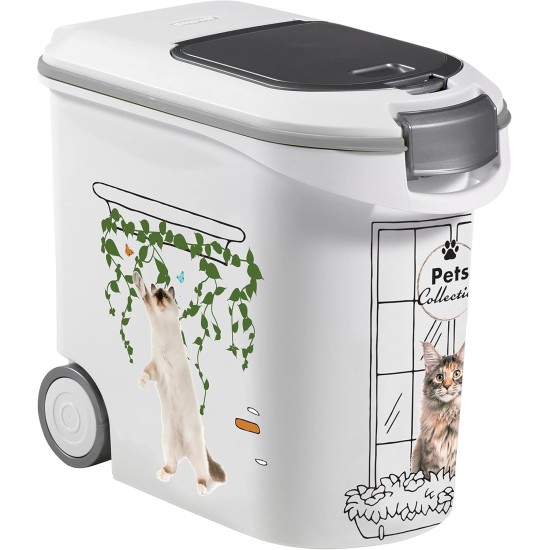Curver Cat Food Container - 35L/12kg - Pets Collection - Airtight Cat Food Storage - Cat Food Container - Wheeled Container - 28 x 49 x 43 cm Curver Cat Food Container - 35L/12kg - Pets Collection - Airtight Cat Food Storage - Cat Food Container - Wheeled Container - 28 x 49 x 43 cm