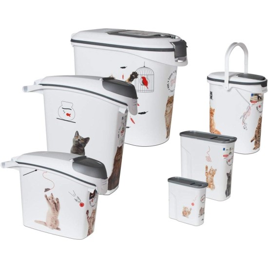 Curver Food Container 12 kg I 35 L, White/Grey/Love Pets Cats, 49.3 x 27.8 x 42.5 cm, 241094 Curver Food Container 12 kg I 35 L, White/Grey/Love Pets Cats, 49.3 x 27.8 x 42.5 cm, 241094
