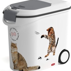 Curver Food Container 12 kg I 35 L, White/Grey/Love Pets Cats, 49.3 x 27.8 x 42.5 cm, 241094 Curver Food Container 12 kg I 35 L, White/Grey/Love Pets Cats, 49.3 x 27.8 x 42.5 cm, 241094