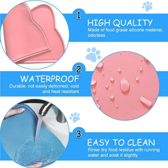 DOKRIN Food Mats for Cats, 2 Pieces Placemats for Cats and Dogs, Leak-proof Silicone Mat for Pets DOKRIN Food Mats for Cats, 2 Pieces Placemats for Cats and Dogs, Leak-proof Silicone Mat for Pets