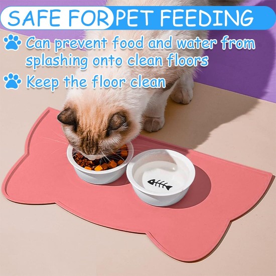 DOKRIN Food Mats for Cats, 2 Pieces Placemats for Cats and Dogs, Leak-proof Silicone Mat for Pets DOKRIN Food Mats for Cats, 2 Pieces Placemats for Cats and Dogs, Leak-proof Silicone Mat for Pets