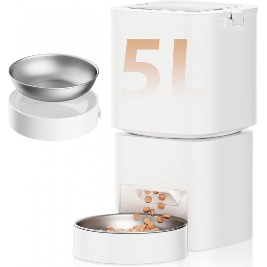 DUDUPET Automatic Cat Feeder, 5L Large Capacity, Intelligent Cat Food, Easy to Use, 1-10 Meals a Day, Feeder for Cats and Dogs (White) DUDUPET Automatic Cat Feeder, 5L Large Capacity, Intelligent Cat Food, Easy to Use, 1-10 Meals a Day, Feeder for Cats and Dogs (White)