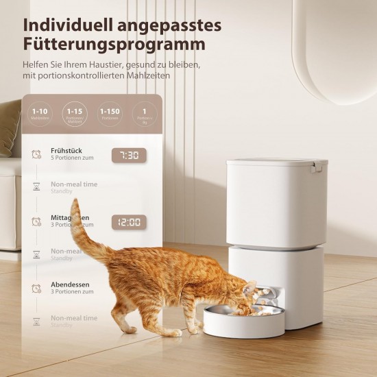 DUDUPET Automatic Cat Feeder, 5L Large Capacity, Intelligent Cat Food, Easy to Use, 1-10 Meals a Day, Feeder for Cats and Dogs (White) DUDUPET Automatic Cat Feeder, 5L Large Capacity, Intelligent Cat Food, Easy to Use, 1-10 Meals a Day, Feeder for Cats and Dogs (White)