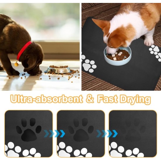 Dog Bowl Mat, 40 x 60 cm, Cat Feeding Mat, Super Absorbent Mat, Cat Bowl, Dog Bowl Mat, Non-Slip, Diatomaceous Earth Feeding Mat, Cat, Quick Drying Feeding Bowl Mat for Cats Dog Bowl Mat, 40 x 60 cm, Cat Feeding Mat, Super Absorbent Mat, Cat Bowl, Dog Bowl Mat, Non-Slip, Diatomaceous Earth Feeding Mat, Cat, Quick Drying Feeding Bowl Mat for Cats