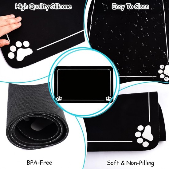 Dog and Cat Bowl Mat, 50 x 30 cm, Absorbent Quick-Drying Food Mats for Pets, Feeding Mat, Dog Mat, Cat Bowl, Waterproof and Non-Slip for Living Room, Pet Store Dog and Cat Bowl Mat, 50 x 30 cm, Absorbent Quick-Drying Food Mats for Pets, Feeding Mat, Dog Mat, Cat Bowl, Waterproof and Non-Slip for Living Room, Pet Store