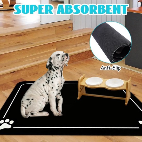 Dog and Cat Bowl Mat, 50 x 30 cm, Absorbent Quick-Drying Food Mats for Pets, Feeding Mat, Dog Mat, Cat Bowl, Waterproof and Non-Slip for Living Room, Pet Store Dog and Cat Bowl Mat, 50 x 30 cm, Absorbent Quick-Drying Food Mats for Pets, Feeding Mat, Dog Mat, Cat Bowl, Waterproof and Non-Slip for Living Room, Pet Store