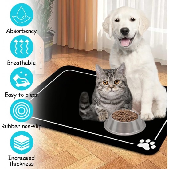 Dog and Cat Bowl Mat, 50 x 30 cm, Absorbent Quick-Drying Food Mats for Pets, Feeding Mat, Dog Mat, Cat Bowl, Waterproof and Non-Slip for Living Room, Pet Store Dog and Cat Bowl Mat, 50 x 30 cm, Absorbent Quick-Drying Food Mats for Pets, Feeding Mat, Dog Mat, Cat Bowl, Waterproof and Non-Slip for Living Room, Pet Store