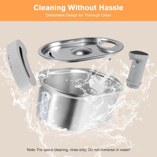 Drinking Fountain for Cats, Stainless Steel Wireless Cat Fountain with Motion Sensor, 3 L, Quiet Cat Drinking Fountain with Water Level Window, 5000 mAh Battery Capacity, Drinking Fountain for Cats Drinking Fountain for Cats, Stainless Steel Wireless Cat Fountain with Motion Sensor, 3 L, Quiet Cat Drinking Fountain with Water Level Window, 5000 mAh Battery Capacity, Drinking Fountain for Cats