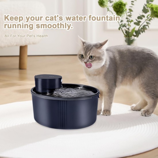 Drinking Fountain for Cats, Wireless Cat Fountain with Motion Sensor, 2.5 L, Quiet Cat Drinking Fountain with Activated Carbon Filter, 4000 mAh Battery Capacity, Drinking Fountain for Cats, Black Drinking Fountain for Cats, Wireless Cat Fountain with Motion Sensor, 2.5 L, Quiet Cat Drinking Fountain with Activated Carbon Filter, 4000 mAh Battery Capacity, Drinking Fountain for Cats, Black
