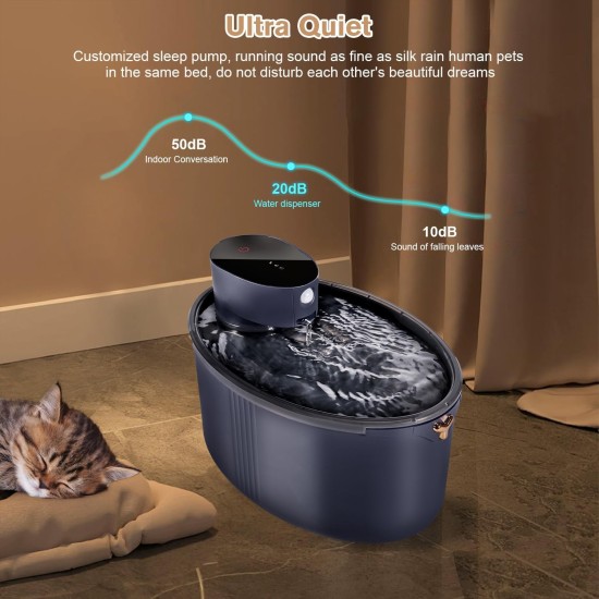 Drinking Fountain for Cats, Wireless Cat Fountain with Motion Sensor, 2.5 L, Quiet Cat Drinking Fountain with Activated Carbon Filter, 4000 mAh Battery Capacity, Drinking Fountain for Cats, Black Drinking Fountain for Cats, Wireless Cat Fountain with Motion Sensor, 2.5 L, Quiet Cat Drinking Fountain with Activated Carbon Filter, 4000 mAh Battery Capacity, Drinking Fountain for Cats, Black