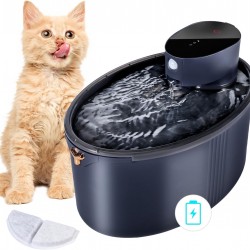 Drinking Fountain for Cats, Wireless Cat Fountain with Motion Sensor, 2.5 L, Quiet Cat Drinking Fountain with Activated Carbon Filter, 4000 mAh Battery Capacity, Drinking Fountain for Cats, Black Drinking Fountain for Cats, Wireless Cat Fountain with Motion Sensor, 2.5 L, Quiet Cat Drinking Fountain with Activated Carbon Filter, 4000 mAh Battery Capacity, Drinking Fountain for Cats, Black