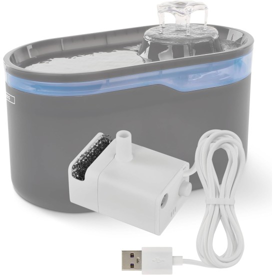 EMOS - Cat Fountain 2.6 L with Filtration System - Pet Care Drinking Fountain for Dogs and Cats - Drinking Water Fountain - Water Fountain for Pets - Fresh Water Dispenser - Grey EMOS - Cat Fountain 2.6 L with Filtration System - Pet Care Drinking Fountain for Dogs and Cats - Drinking Water Fountain - Water Fountain for Pets - Fresh Water Dispenser - Grey