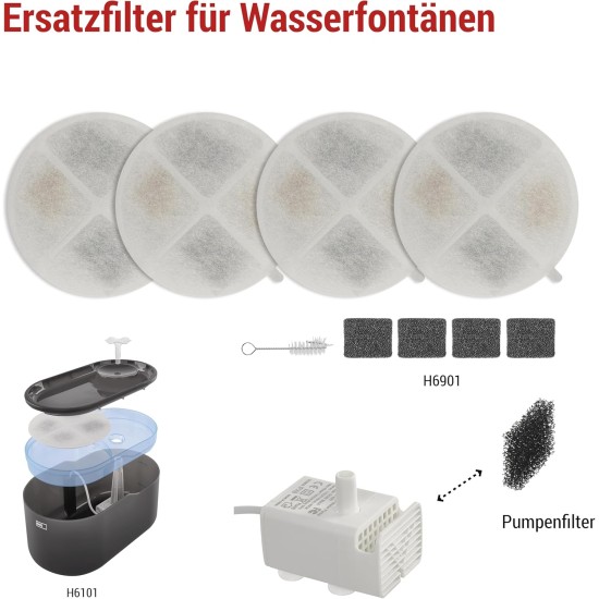 EMOS - Cat Fountain 2.6 L with Filtration System - Pet Care Drinking Fountain for Dogs and Cats - Drinking Water Fountain - Water Fountain for Pets - Fresh Water Dispenser - Grey EMOS - Cat Fountain 2.6 L with Filtration System - Pet Care Drinking Fountain for Dogs and Cats - Drinking Water Fountain - Water Fountain for Pets - Fresh Water Dispenser - Grey