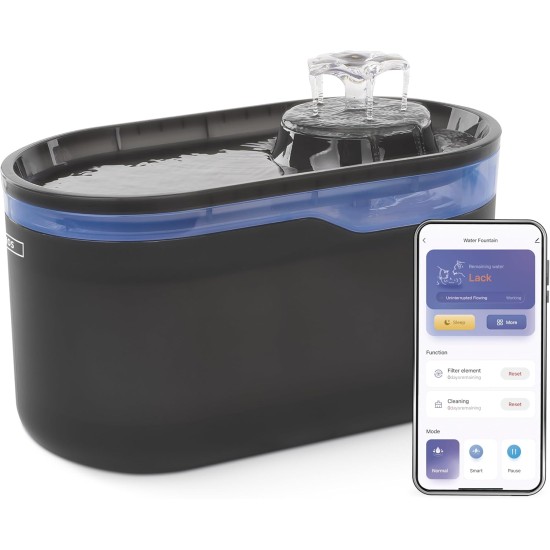 EMOS - Cat Fountain 2.6 L with Filtration System - Pet Care Drinking Fountain for Dogs and Cats - Drinking Water Fountain - Water Fountain for Pets - Fresh Water Dispenser - Grey EMOS - Cat Fountain 2.6 L with Filtration System - Pet Care Drinking Fountain for Dogs and Cats - Drinking Water Fountain - Water Fountain for Pets - Fresh Water Dispenser - Grey