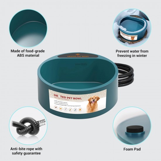 ENJOYING Heated Water Bowl, 2.2 L, Heated Drinking Trough for Rabbits, Dogs, Cats, Cold Day, Heated Chicken Drinker, Heated Water Bowl with Anti-Bite Power Line, Prevent Freezing ENJOYING Heated Water Bowl, 2.2 L, Heated Drinking Trough for Rabbits, Dogs, Cats, Cold Day, Heated Chicken Drinker, Heated Water Bowl with Anti-Bite Power Line, Prevent Freezing