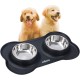 Edipets, Feeding Bowl for Dogs, Cats and Pets, Drinker for Dogs, Cats, Double Plates, Stainless Steel, Non-Slip Silicone Base (Black) Edipets, Feeding Bowl for Dogs, Cats and Pets, Drinker for Dogs, Cats, Double Plates, Stainless Steel, Non-Slip Silicone Base (Black)