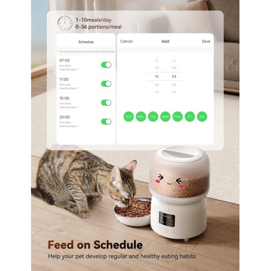 FEELNEEDY Automatic Cat Feeder with App, 2.4G WiFi Cat Feeder, Up to 10 Meals a Day, Food Jam and Low Battery Warnings, Stainless Steel Cat Bowl, 3L FEELNEEDY Automatic Cat Feeder with App, 2.4G WiFi Cat Feeder, Up to 10 Meals a Day, Food Jam and Low Battery Warnings, Stainless Steel Cat Bowl, 3L