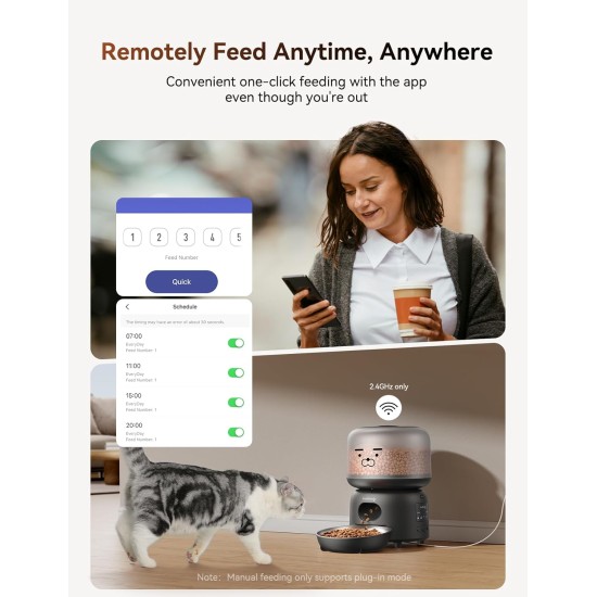 FEELNEEDY Automatic Cat Feeder with App, 2.4G WiFi Cat Feeder, Up to 10 Meals a Day, Food Jam and Low Battery Warnings, Stainless Steel Cat Bowl, 3L FEELNEEDY Automatic Cat Feeder with App, 2.4G WiFi Cat Feeder, Up to 10 Meals a Day, Food Jam and Low Battery Warnings, Stainless Steel Cat Bowl, 3L