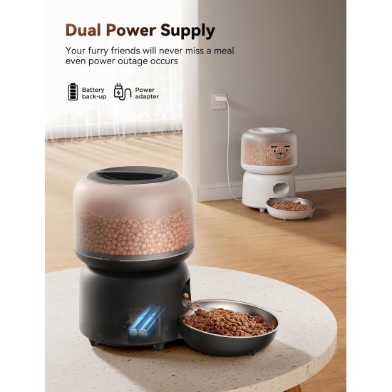 FEELNEEDY Automatic Cat Feeder with App, 2.4G WiFi Cat Feeder, Up to 10 Meals a Day, Food Jam and Low Battery Warnings, Stainless Steel Cat Bowl, 3L FEELNEEDY Automatic Cat Feeder with App, 2.4G WiFi Cat Feeder, Up to 10 Meals a Day, Food Jam and Low Battery Warnings, Stainless Steel Cat Bowl, 3L