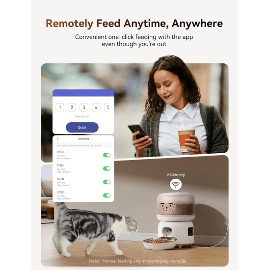 FEELNEEDY Automatic Cat Feeder with App, 2.4G WiFi Cat Feeder, Up to 10 Meals a Day, Food Jam and Low Battery Warnings, Stainless Steel Cat Bowl, 3L FEELNEEDY Automatic Cat Feeder with App, 2.4G WiFi Cat Feeder, Up to 10 Meals a Day, Food Jam and Low Battery Warnings, Stainless Steel Cat Bowl, 3L