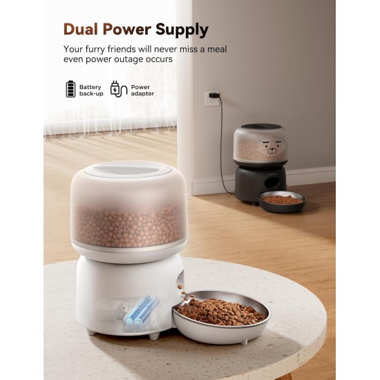 FEELNEEDY Automatic Cat Feeder with App, 2.4G WiFi Cat Feeder, Up to 10 Meals a Day, Food Jam and Low Battery Warnings, Stainless Steel Cat Bowl, 3L FEELNEEDY Automatic Cat Feeder with App, 2.4G WiFi Cat Feeder, Up to 10 Meals a Day, Food Jam and Low Battery Warnings, Stainless Steel Cat Bowl, 3L