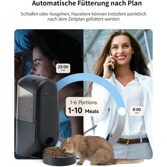 FUKUMARU Automatic Cat Feeder, 4 L Cat Food, Automatic Cat Feeder with Tailored Schedule, Battery Operated & Wired Electrics, Black FUKUMARU Automatic Cat Feeder, 4 L Cat Food, Automatic Cat Feeder with Tailored Schedule, Battery Operated & Wired Electrics, Black