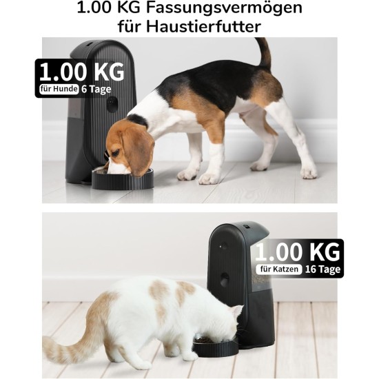 FUKUMARU Automatic Cat Feeder, 4 L Cat Food, Automatic Cat Feeder with Tailored Schedule, Battery Operated & Wired Electrics, Black FUKUMARU Automatic Cat Feeder, 4 L Cat Food, Automatic Cat Feeder with Tailored Schedule, Battery Operated & Wired Electrics, Black