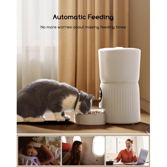 Faroro 4L Automatic Cat Feeder with Stainless Steel Bowl, 1-6 Meals per Day, 30s Voice Recorder, Dry Food for Cats Fresh Preservation, Double Power Supply Cat Feeder Faroro 4L Automatic Cat Feeder with Stainless Steel Bowl, 1-6 Meals per Day, 30s Voice Recorder, Dry Food for Cats Fresh Preservation, Double Power Supply Cat Feeder