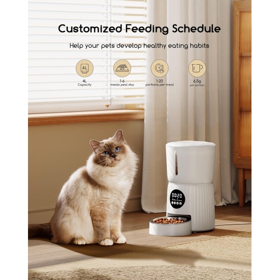 Faroro 4L Automatic Cat Feeder with Timer, Automatic Feeder Dogs, Stainless Steel Bowl, Programmable 1-6 Meals, 10s Voice Recorder, for Small/Medium Pets Faroro 4L Automatic Cat Feeder with Timer, Automatic Feeder Dogs, Stainless Steel Bowl, Programmable 1-6 Meals, 10s Voice Recorder, for Small/Medium Pets