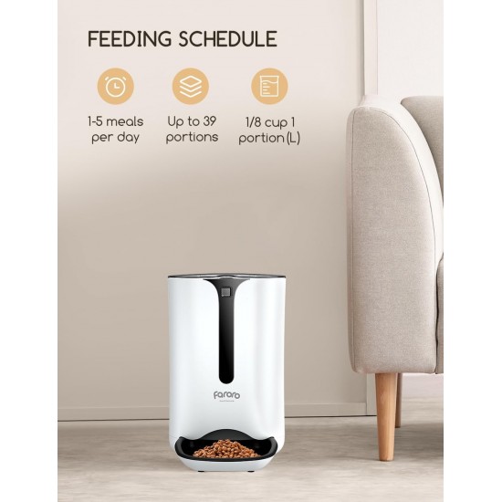 Faroro 7L Automatic Cat Feeder with Timer up to 5 Meals a Day, Portion Control, 10s Voice Recording, Suitable for Small and Medium Pets Faroro 7L Automatic Cat Feeder with Timer up to 5 Meals a Day, Portion Control, 10s Voice Recording, Suitable for Small and Medium Pets